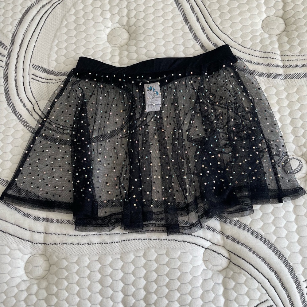 Black Sheer Skirt with Rhinestones